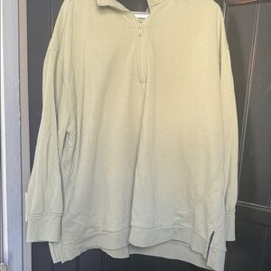 Olive Green Quarter-Zip Sweatshirt